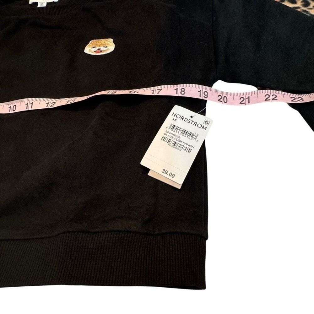 New Nordstrom Bundle Leopard Fleece& Doggy Crop Sweatshirt XS Black Tan - Picture 9 of 10